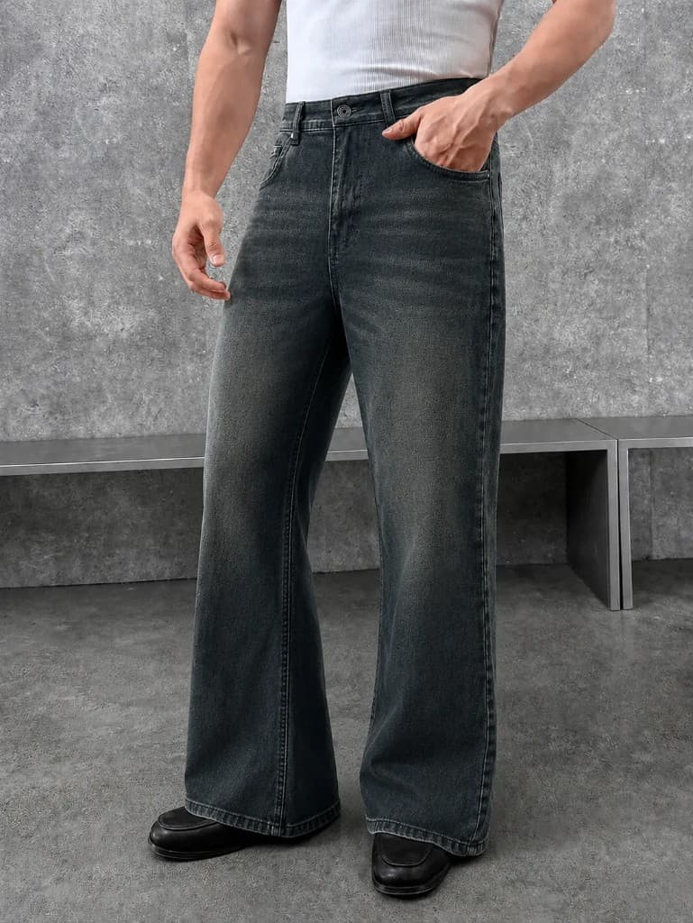 Grunge Wash Bootcut Jeans